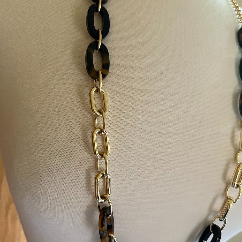 Talbots -- Tortoise Shell Long Link Necklace -- E… - image 3
